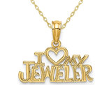 14K Yellow Gold - I Love My Jeweler - Pendant Necklace Charm with Chain